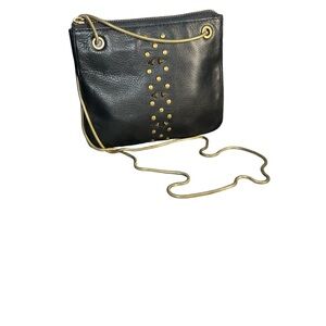 Vintage Fossil Black and Gold Crossbody Bag with Structured Design